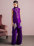 Purple Allure By IH Full Circle Tussel Silk Embellished Stitched 3-Piece Suit-Luxe
