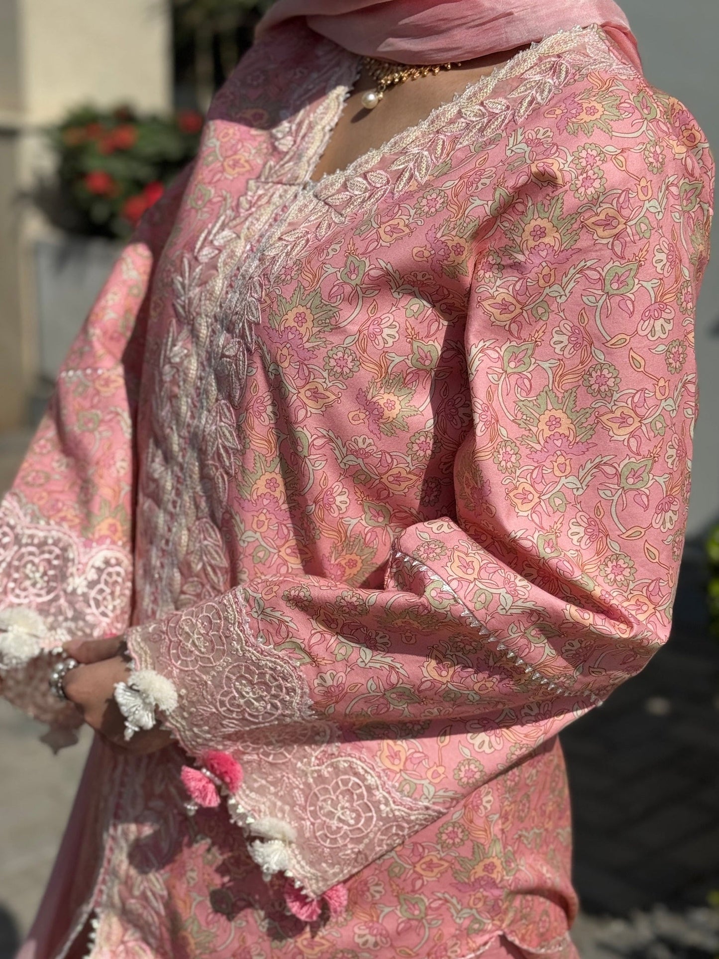Pink Sehrish Kanwal Festive Print'26 Lawn Embroidered Unstitched 3-Piece Suit-Flora