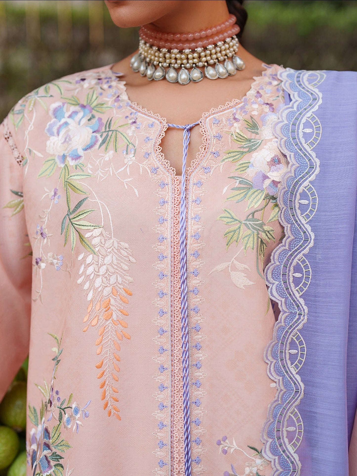 Pink Binilyas Suroor Unstitched Lawn'26 Embroidered 3-Piece Suit-241-A