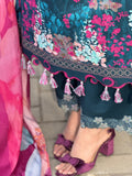 Zinc and Magenta Sehrish Kanwal Festive Print'26 Lawn Embroidered Stitched 3-Piece Suit-Selena