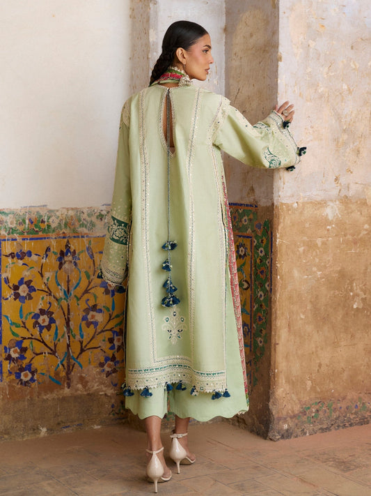 Mint Green Hussain Rehar Zan SS'26 Lawn Embroidered Unstitched 3-Piece Suit-Nane