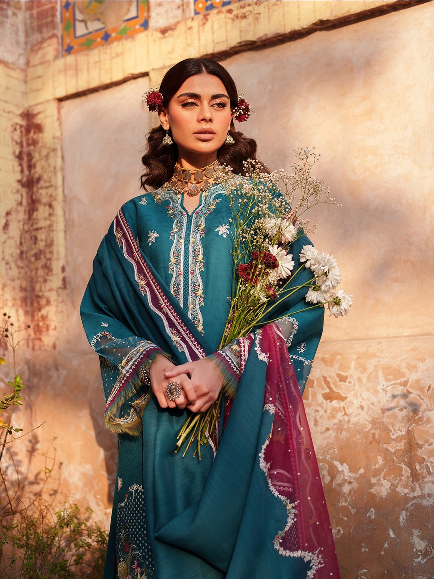 Blue Binilyas Suroor Lawn'26 Embroidered Unstitched 3-Piece Suit-243-B