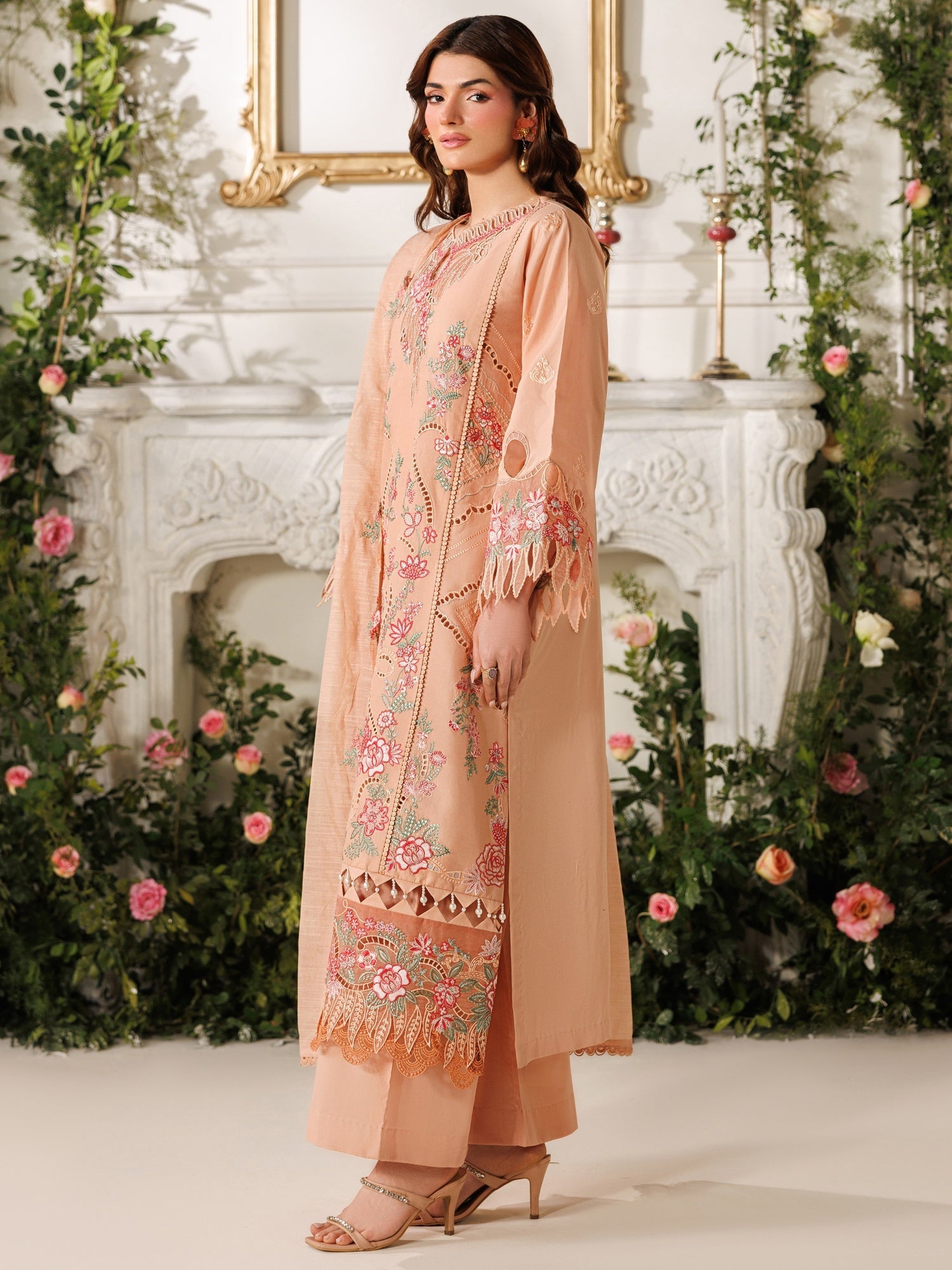 Peach Parishay Marbella Summer Lawn‘26 Embroidered Unstitched 3-Piece Suit-MB-09