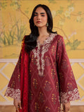Maroon Mahnur Afsana Lawn'26 Embroidered Stitched 3-Piece Suit-AL-09