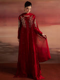 Red Allure By IH Full Circle Tussel Silk Embroidered Kaftan Set-Endless