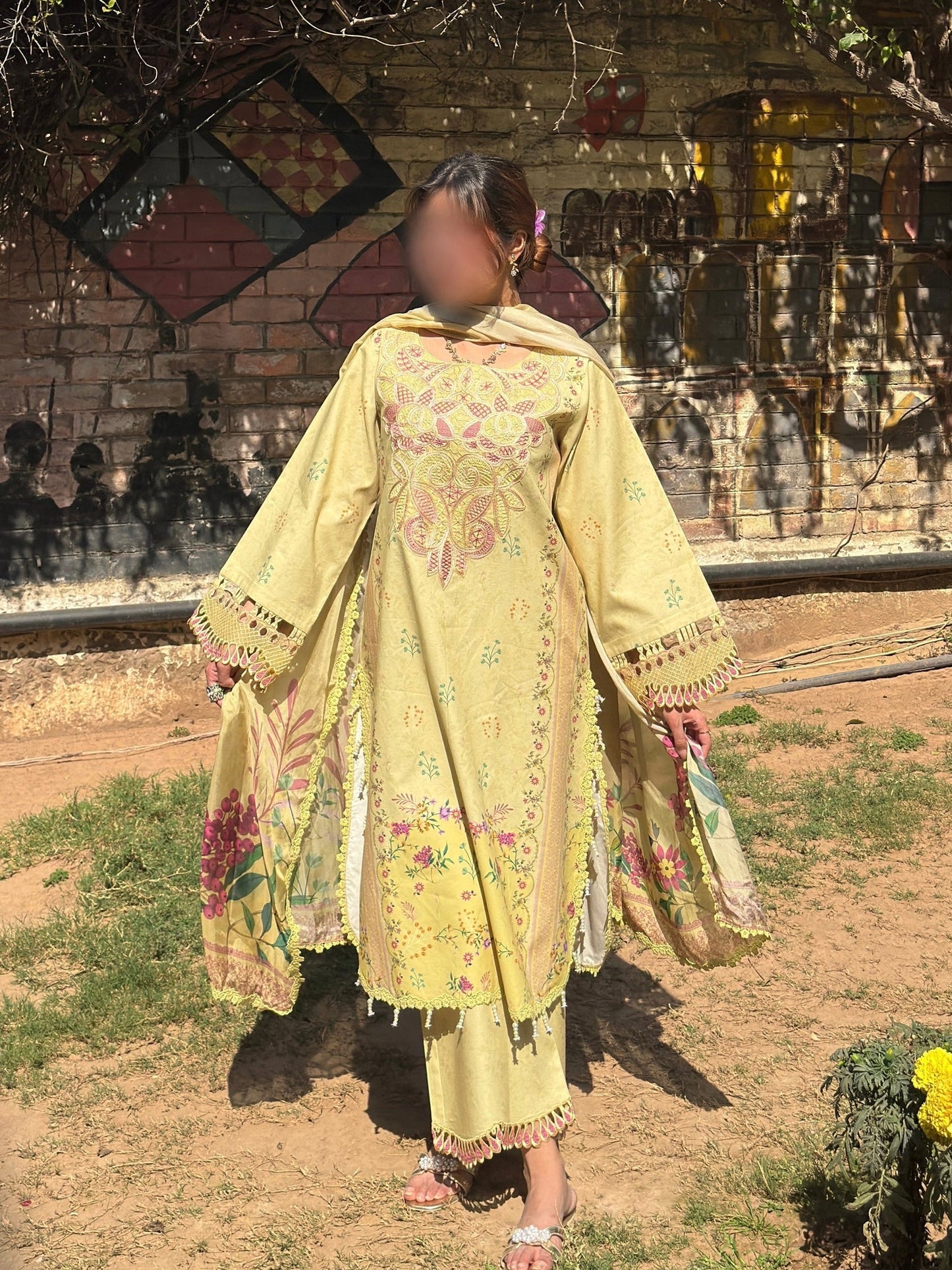 Lemon Sehrish Kanwal Festive Print'26 Lawn Embroidered Unstitched 3-Piece Suit-Zimal