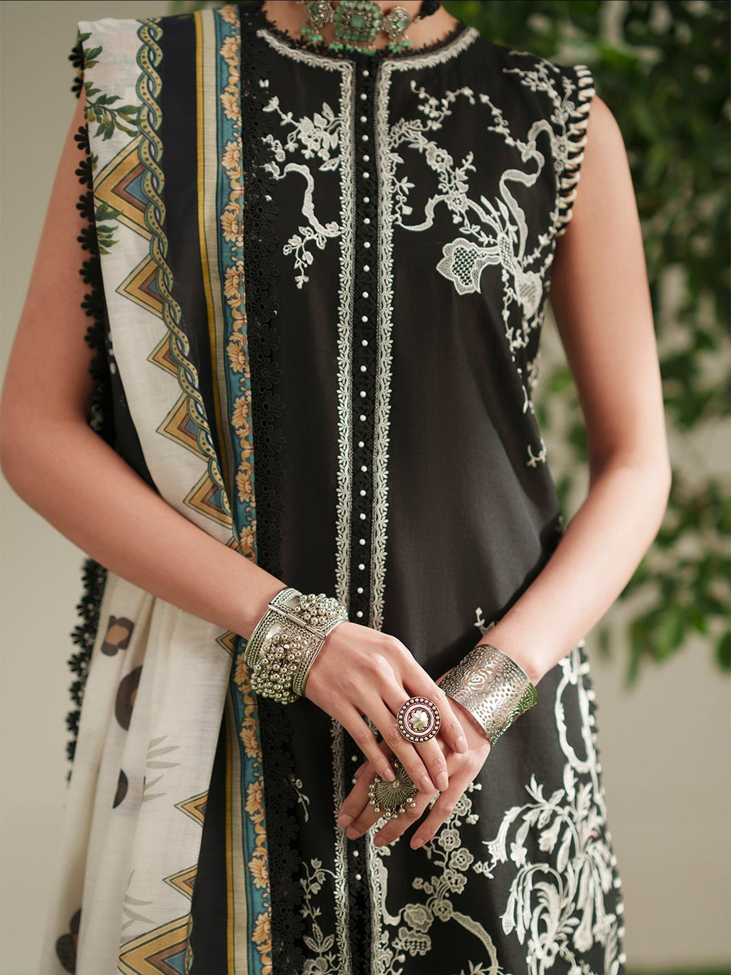 Black Binilyas Jojo Summer'26 Lawn Embroidered Unstitched 3-Piece Suit-762