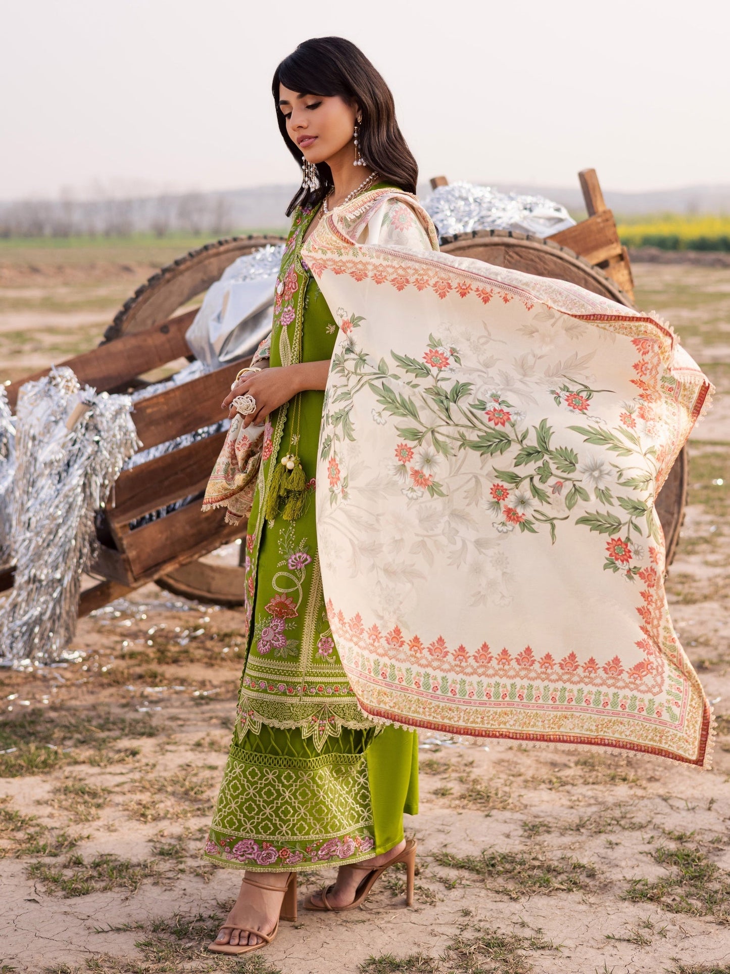 Mint Green Parishay Dil e Raqsam Lawn'26 Embroidered Unstitched 3-Piece Suit-DR-09