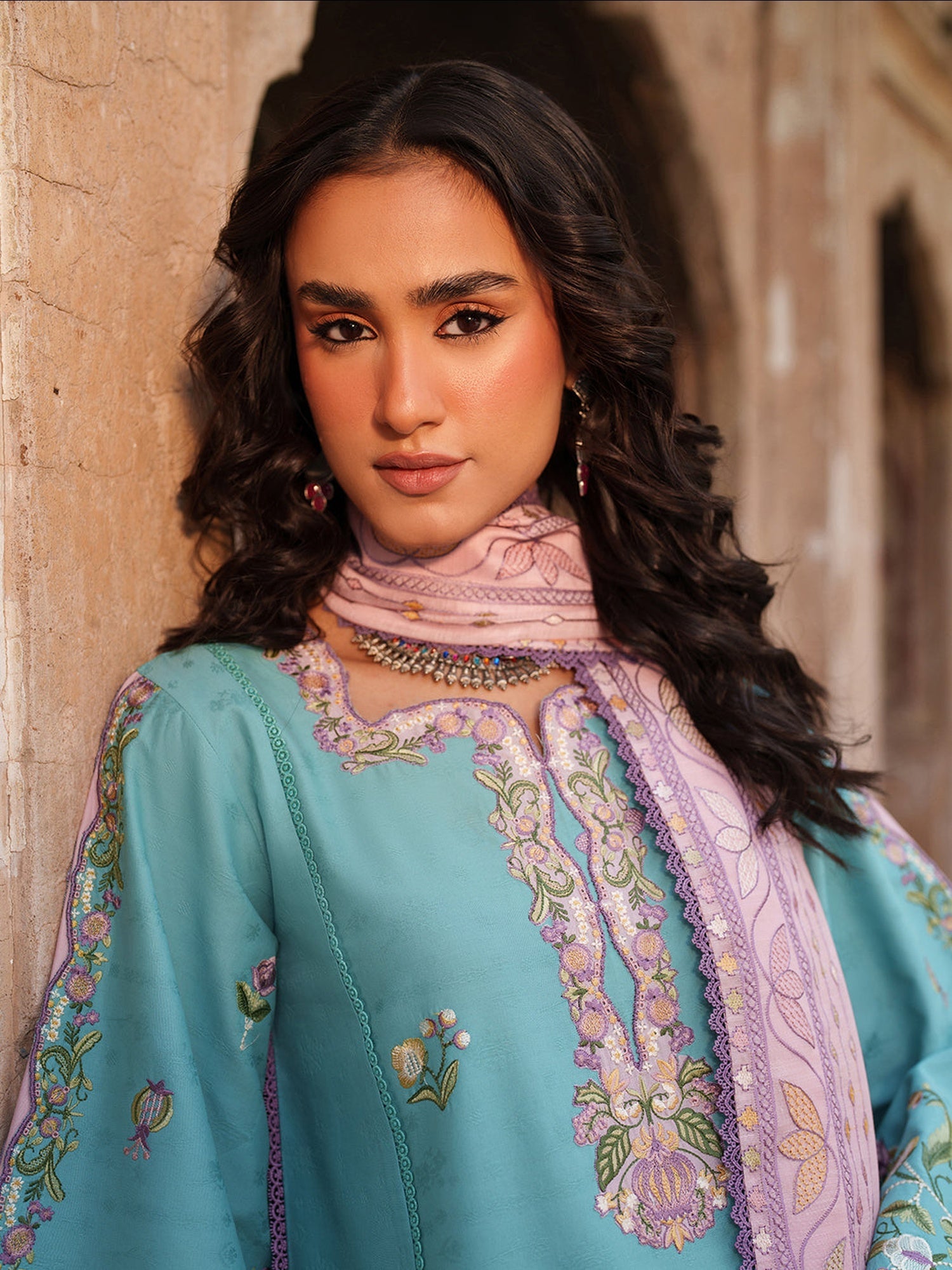 Blue Binilyas Suroor Lawn'26 Embroidered Unstitched 3-Piece Suit-247-A