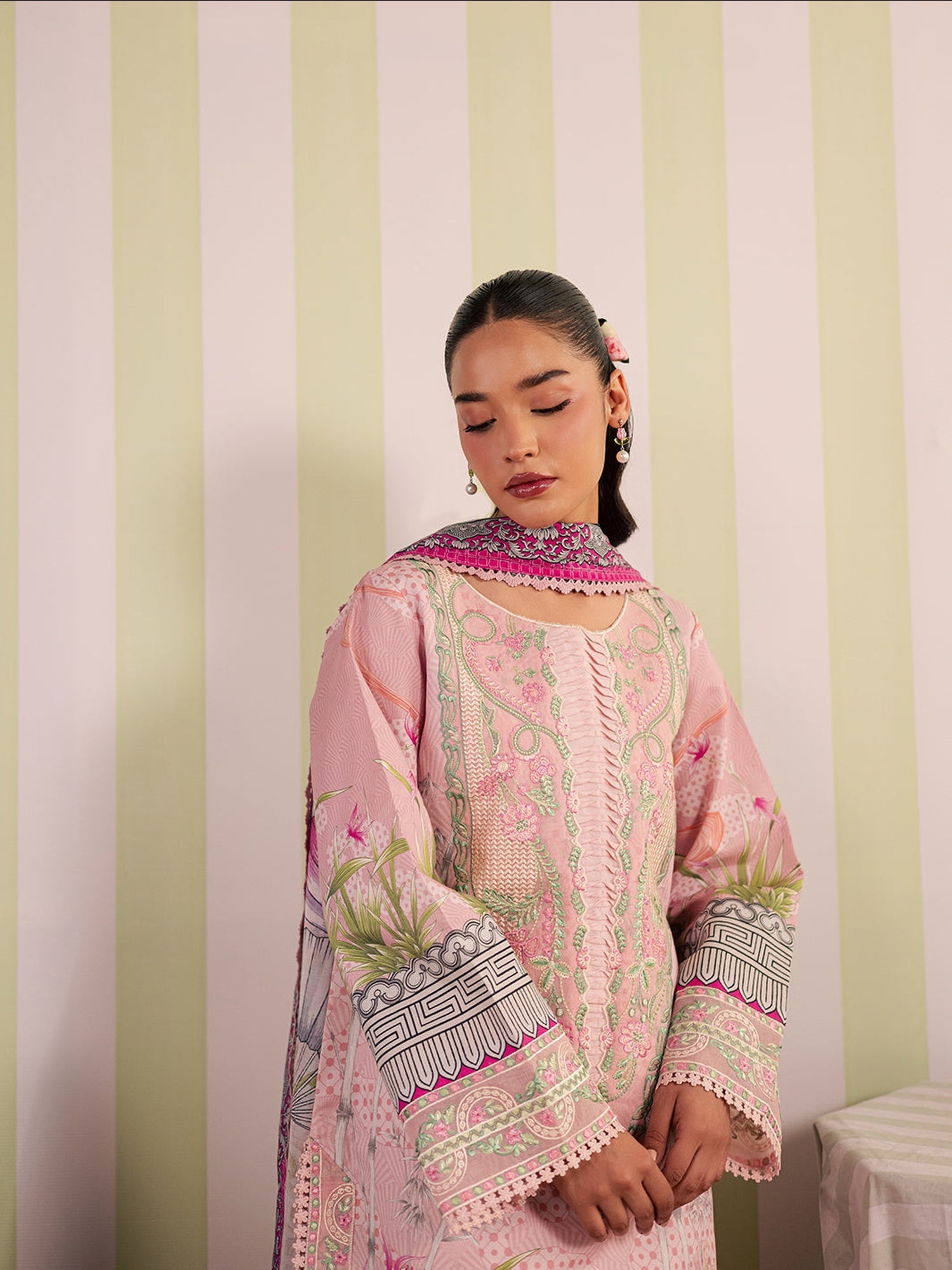 Pink Mahnur Afsana Lawn'26 Embroidered Unstitched 3-Piece Suit-AL-06