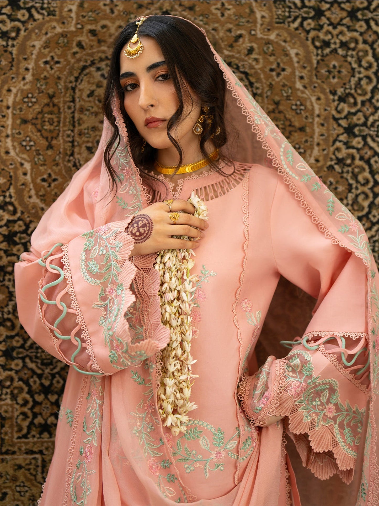 Pink Mahnur Satrangi Lawn'26 Embroidered Stitched 3-Piece Suit-ST-05
