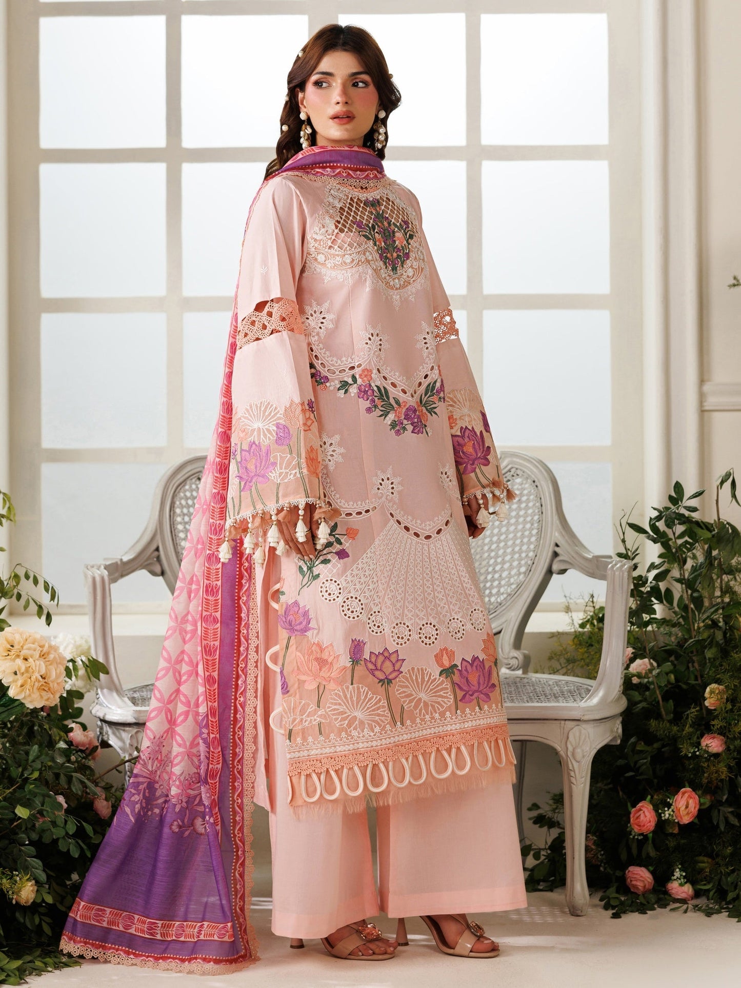 Pink Parishay Marbella Summer Lawn‘26 Embroidered Unstitched 3-Piece Suit-MB-13