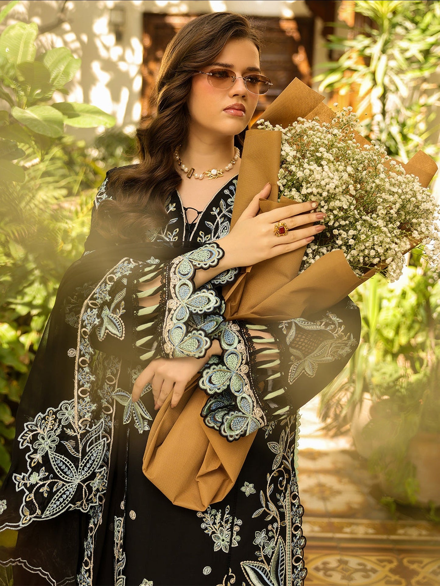 Black-Mahnur Shanaya Lawn Vol.2 Embroidered Stitched 3-Piece Suit-SH-03