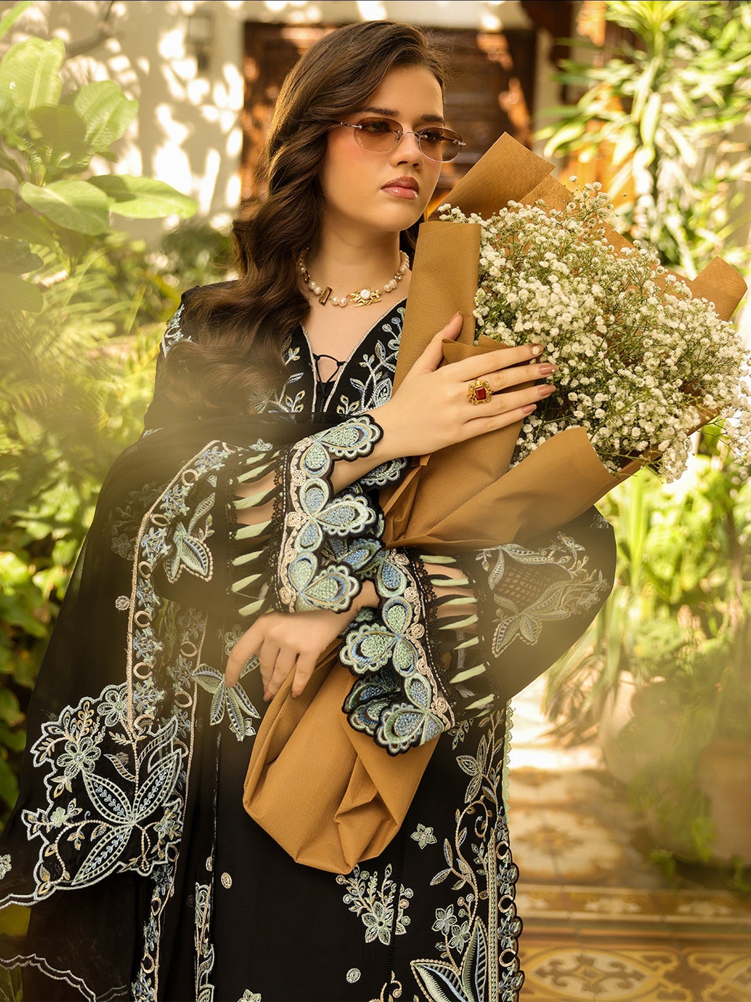 Black-Mahnur Shanaya Lawn Vol.2 Embroidered Stitched 3-Piece Suit-SH-03