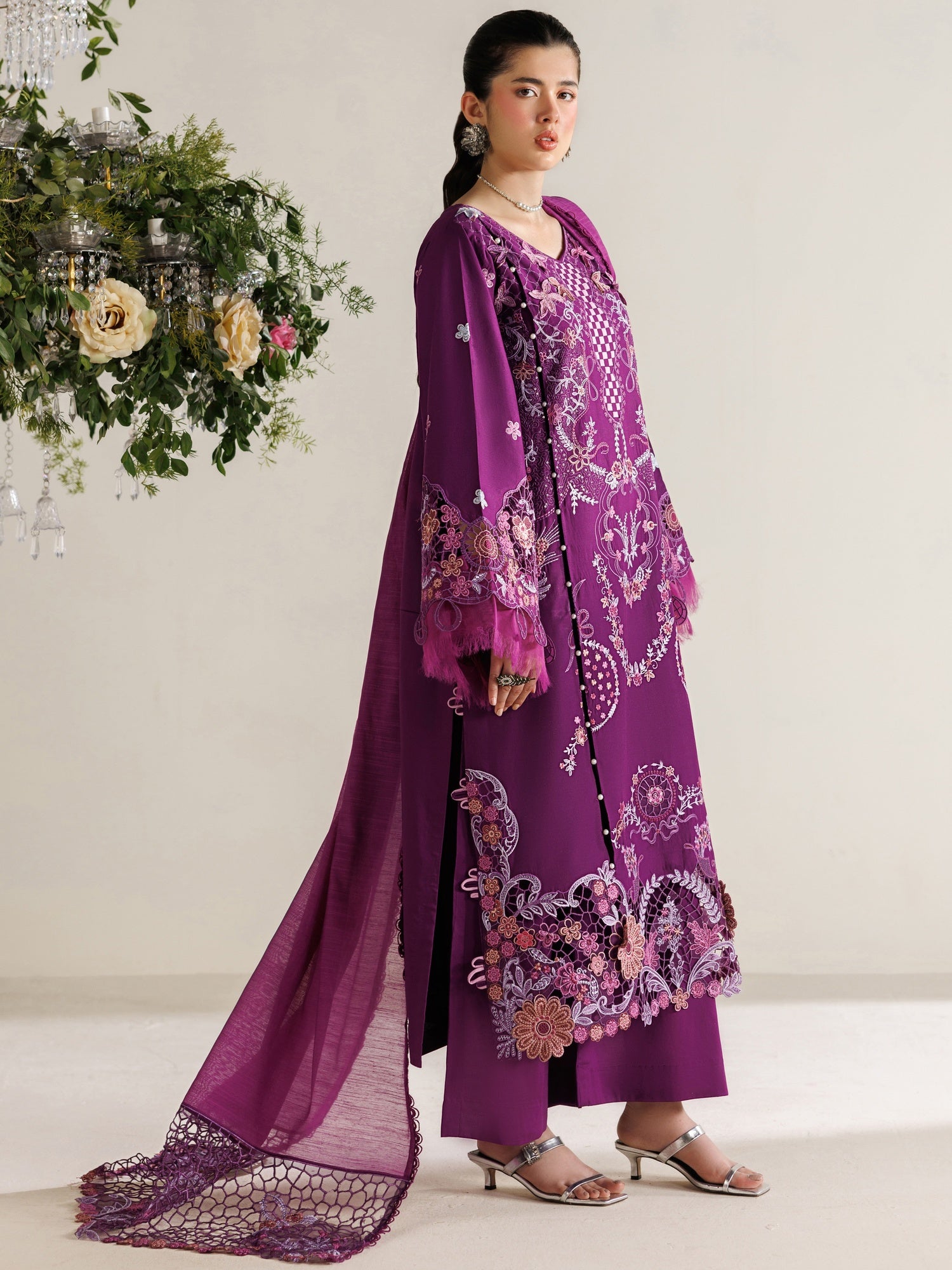 Purple Parishay Marbella Summer Lawn‘26 Embroidered Unstitched 3-Piece Suit-MB-07