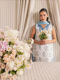 White and Blue Mahnur Afsana Lawn'26 Embroidered Unstitched 3-Piece Suit-AL-10