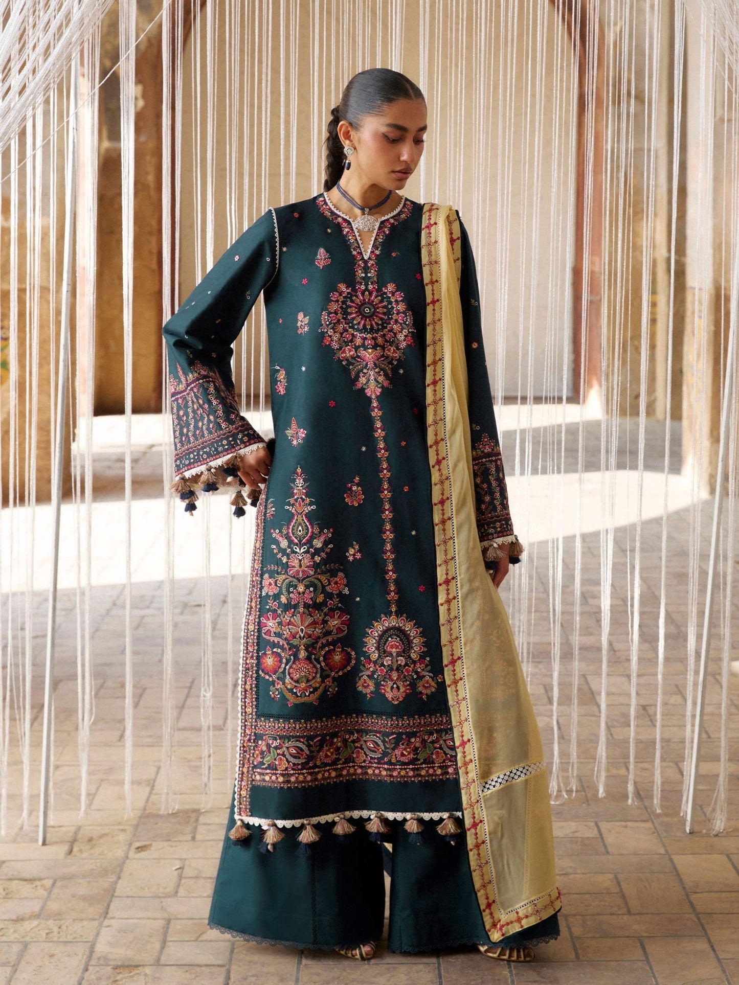 Blue Hussain Rehar Zan SS'26 Lawn Embroidered Unstitched 3-Piece Suit-Cinko
