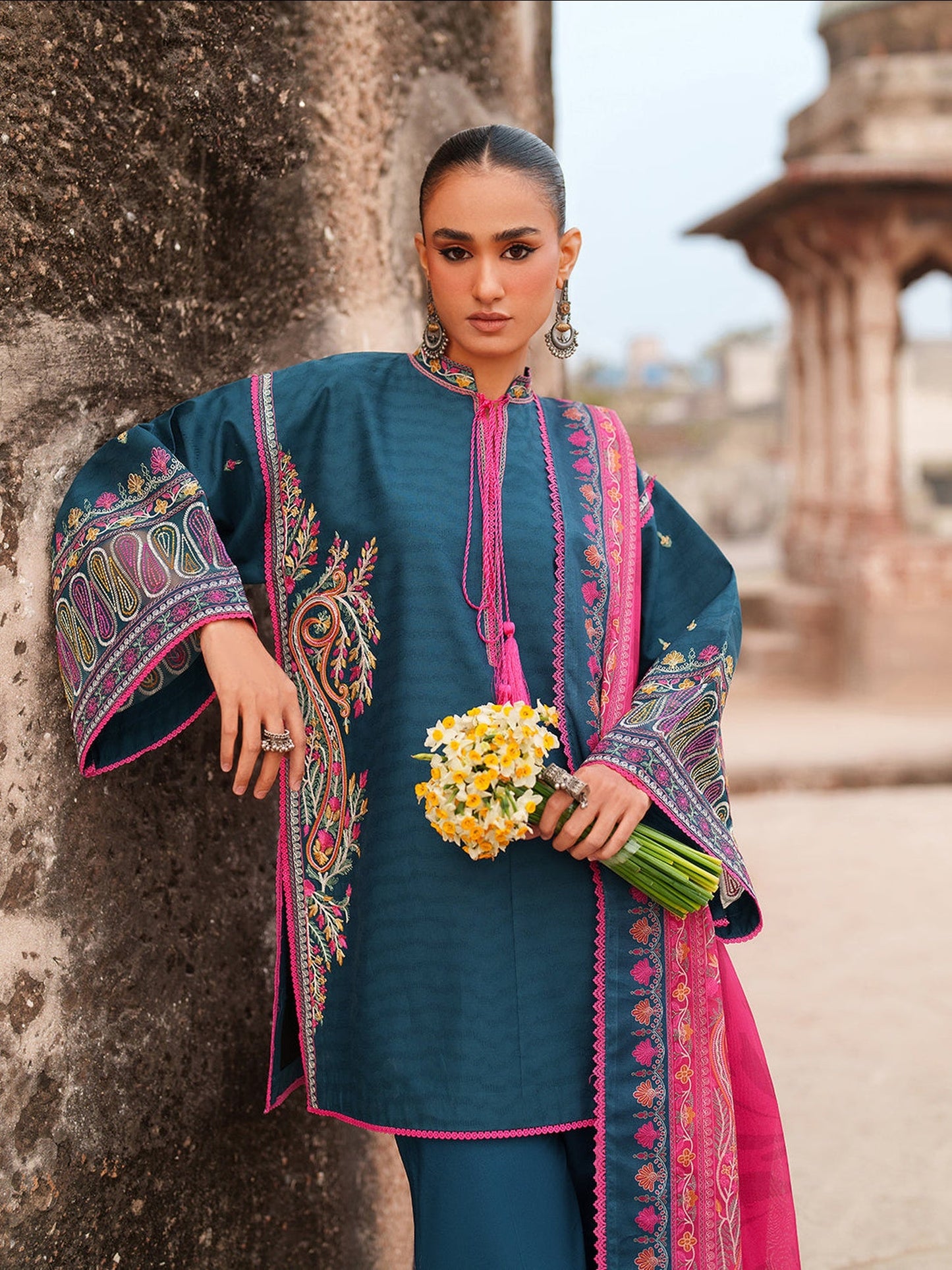 Blue Binilyas Suroor Lawn'26 Embroidered Unstitched 3-Piece Suit-246-A