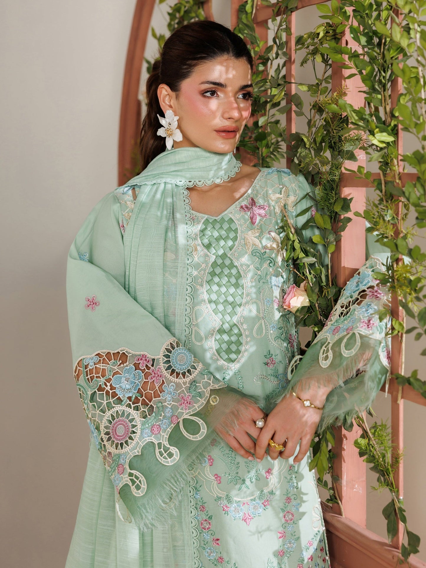 Mint Green Parishay Marbella Summer Lawn‘26 Embroidered Unstitched 3-Piece Suit-MB-06