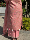 Pink Sehrish Kanwal Festive Print'26 Lawn Embroidered Stitched 3-Piece Suit-Flora