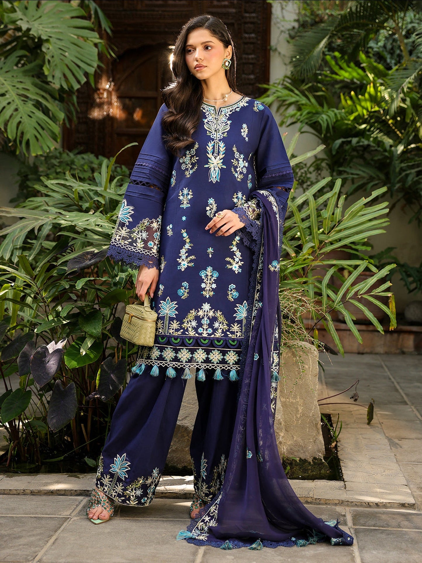 Blue-Mahnur Shanaya Lawn Vol 2 Embroidered Stitched 3-Piece Suit-SH-10