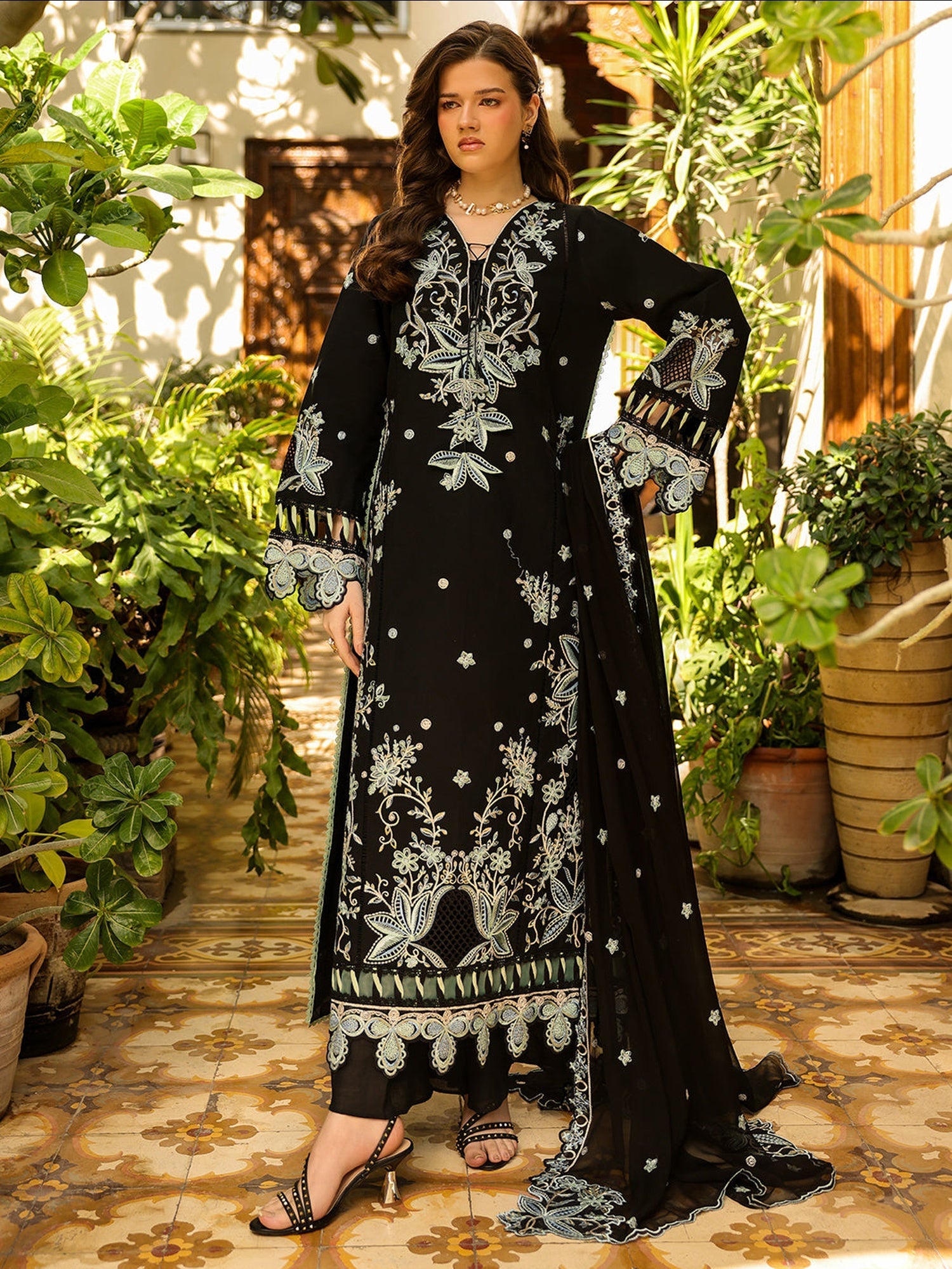 Black-Mahnur Shanaya Lawn Vol.2 Embroidered Stitched 3-Piece Suit-SH-03