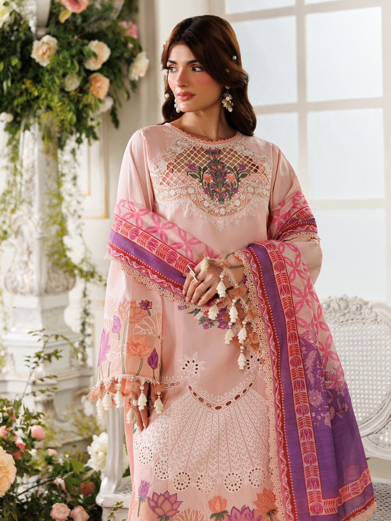 Pink Parishay Marbella Summer Lawn‘26 Embroidered Unstitched 3-Piece Suit-MB-13