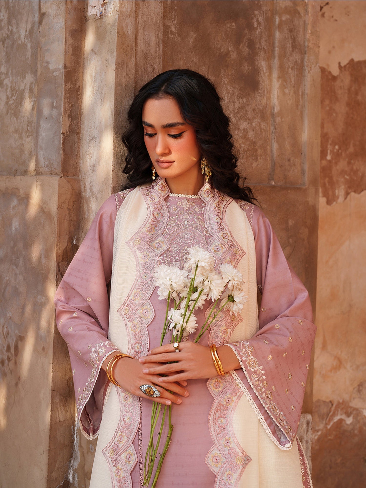 Pink Binilyas Suroor Lawn'26 Embroidered Unstitched 3-Piece Suit-245-B