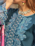 Blue Sehrish Kanwal Festive Print'26 Lawn Embroidered Unstitched 3-Piece Suit-Selena