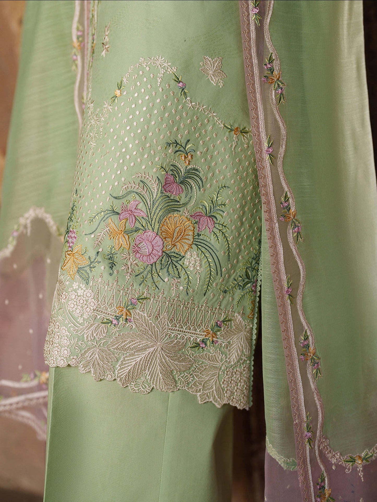 Mint Green Binilyas Suroor Lawn'26 Embroidered Unstitched 3-Piece Suit-243-A