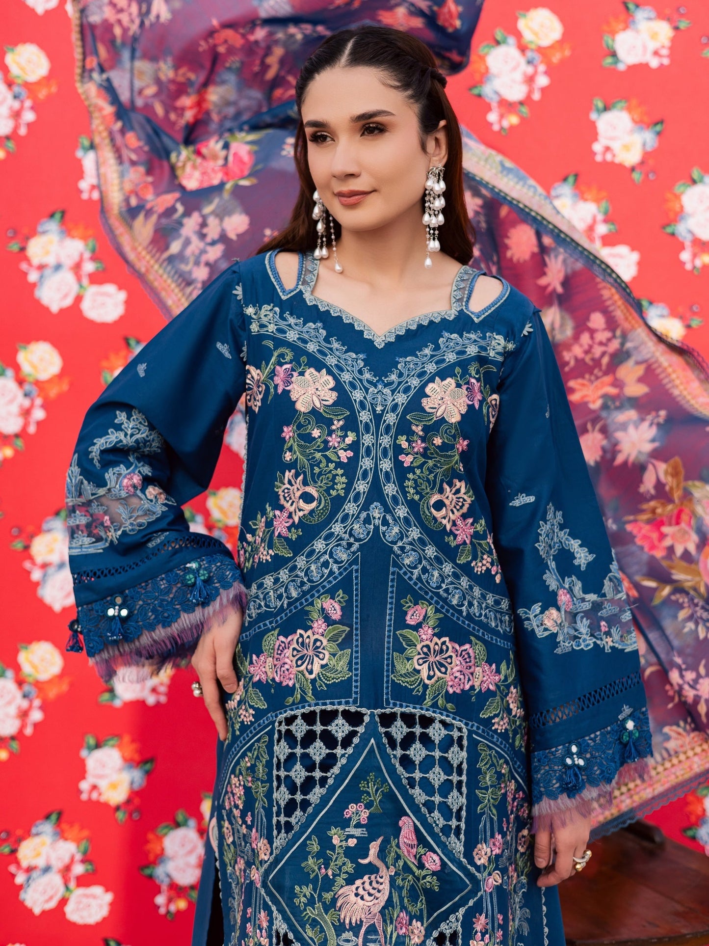 Blue Parishay Dil e Raqsam Lawn'26 Embroidered Unstitched 3-Piece Suit-DQ-12
