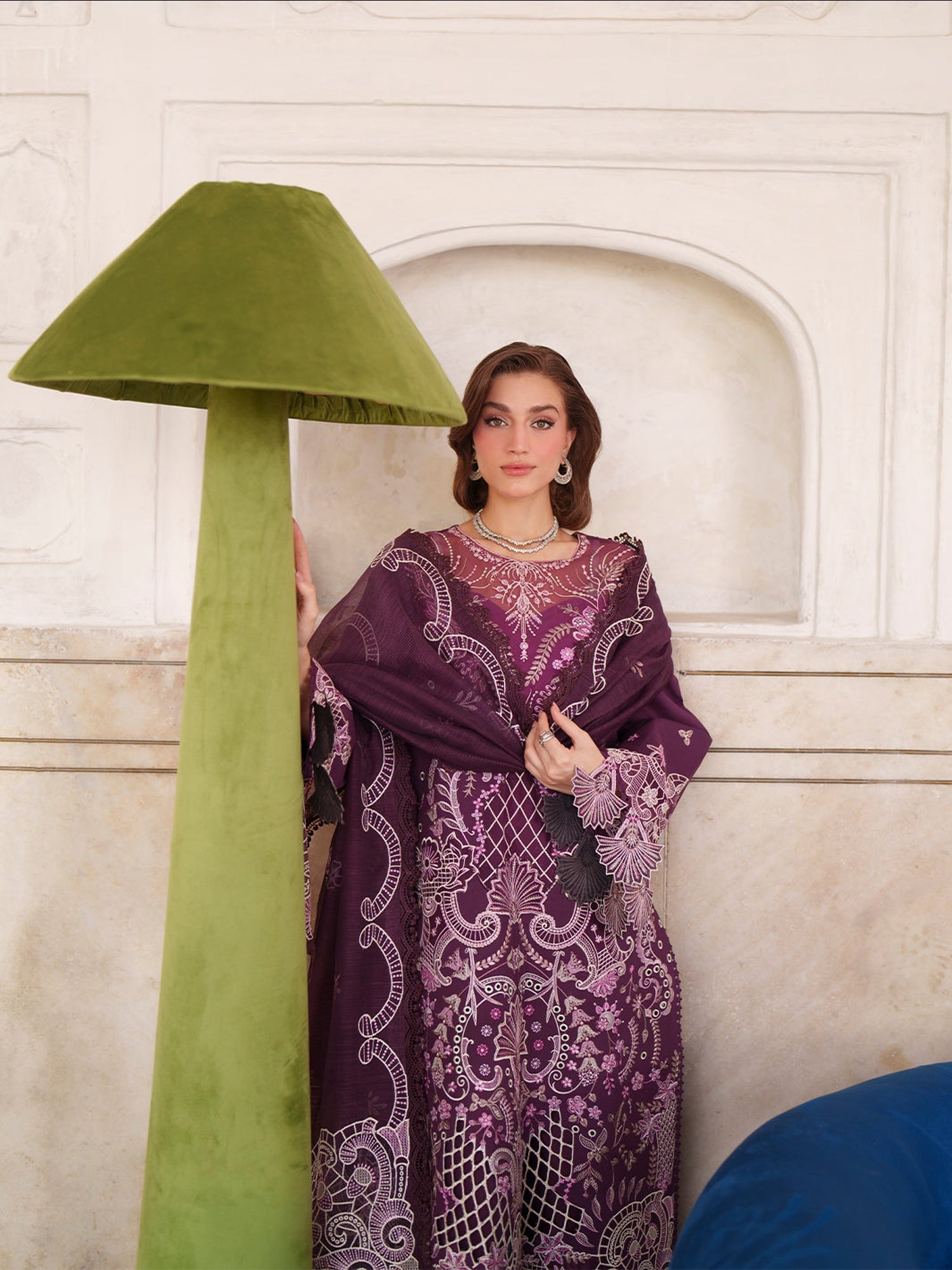 Purple Mahnur Nilofer Luxury Lawn'26 Embroidered Unstitched 3-Piece Suit-NL-10