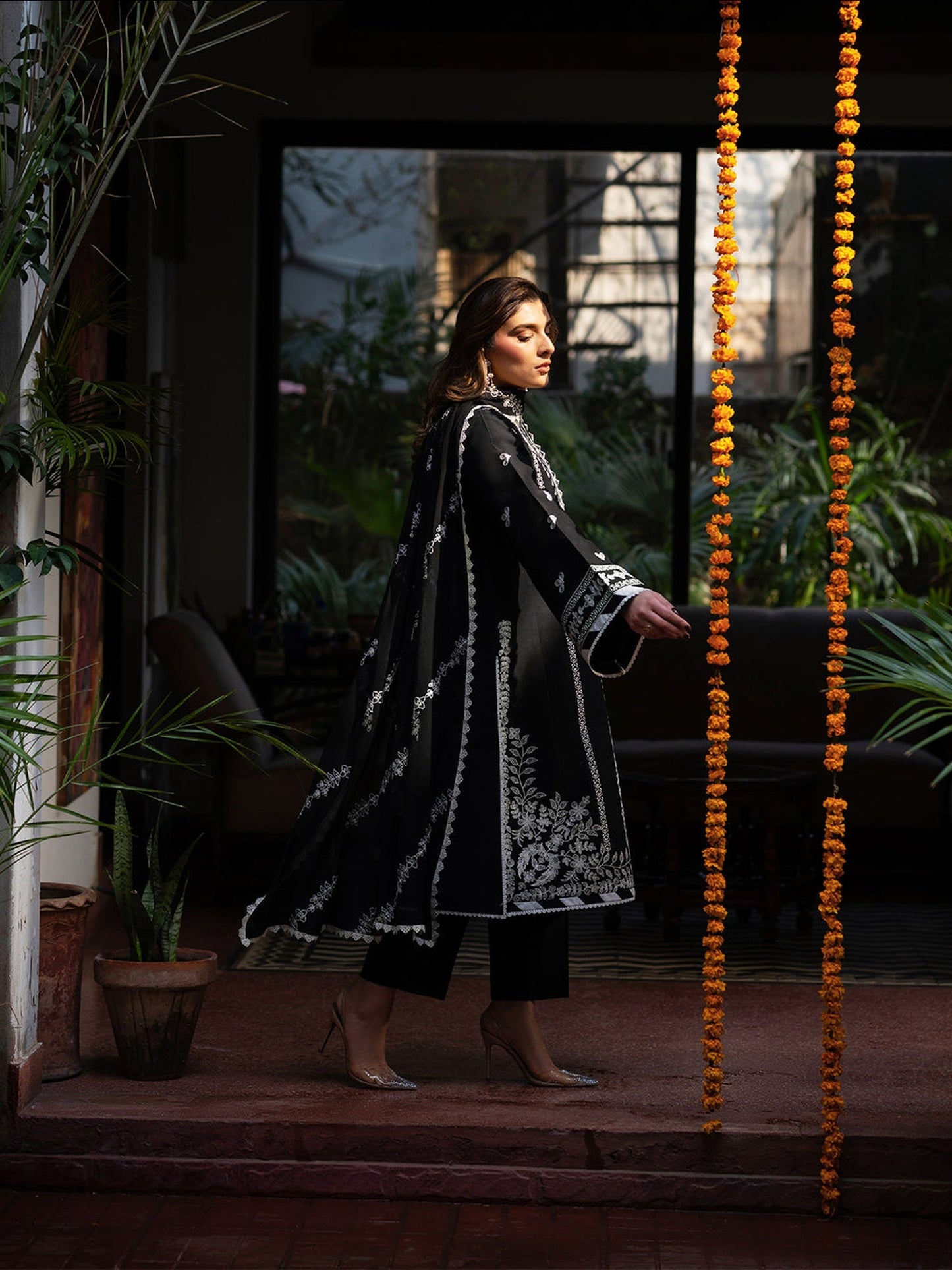 Black Mahnur Satrangi Lawn'26 Embroidered Stitched 3-Piece Suit-ST-01