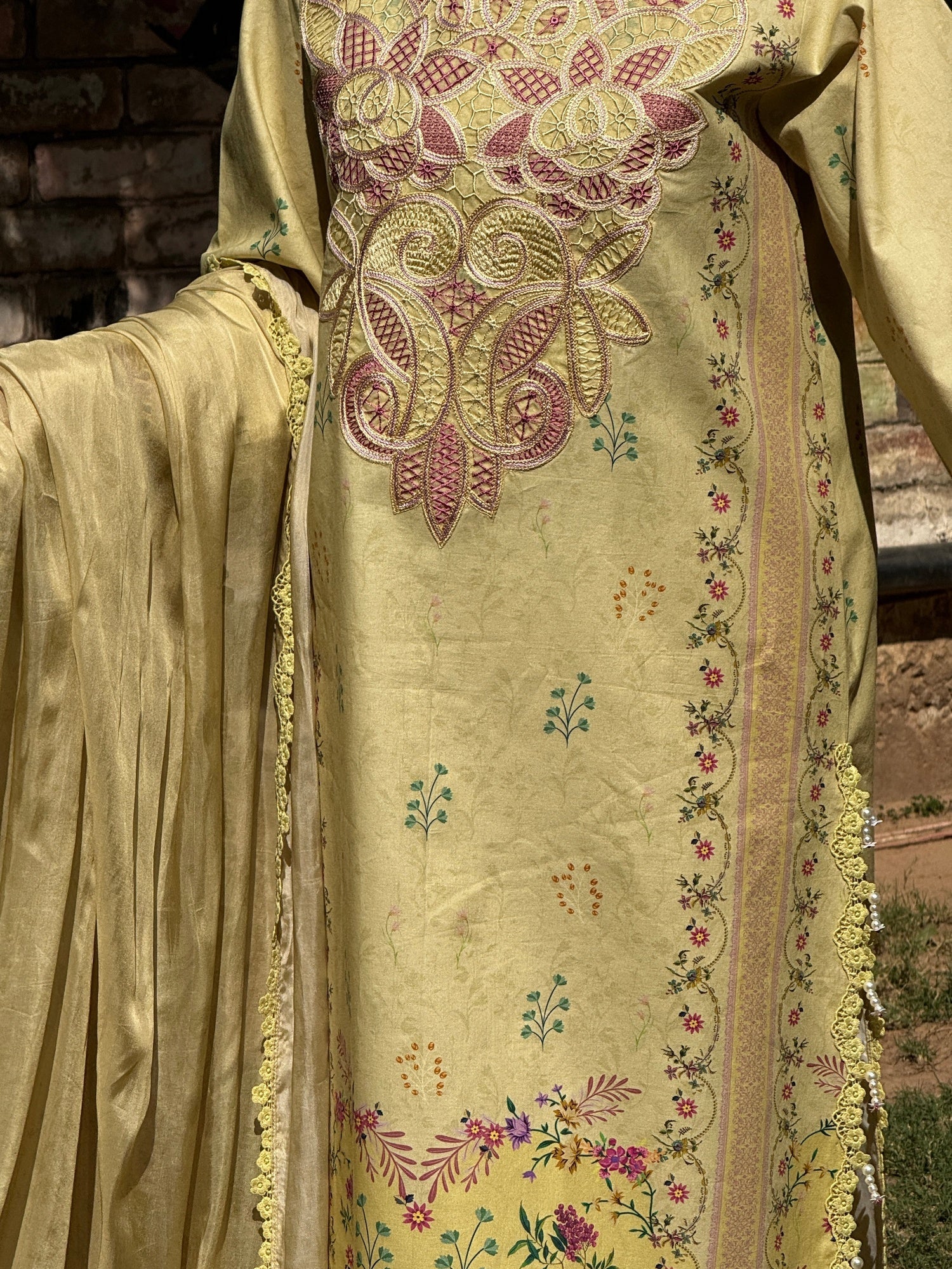 Lemon Sehrish Kanwal Festive Print'26 Lawn Embroidered Unstitched 3-Piece Suit-Zimal