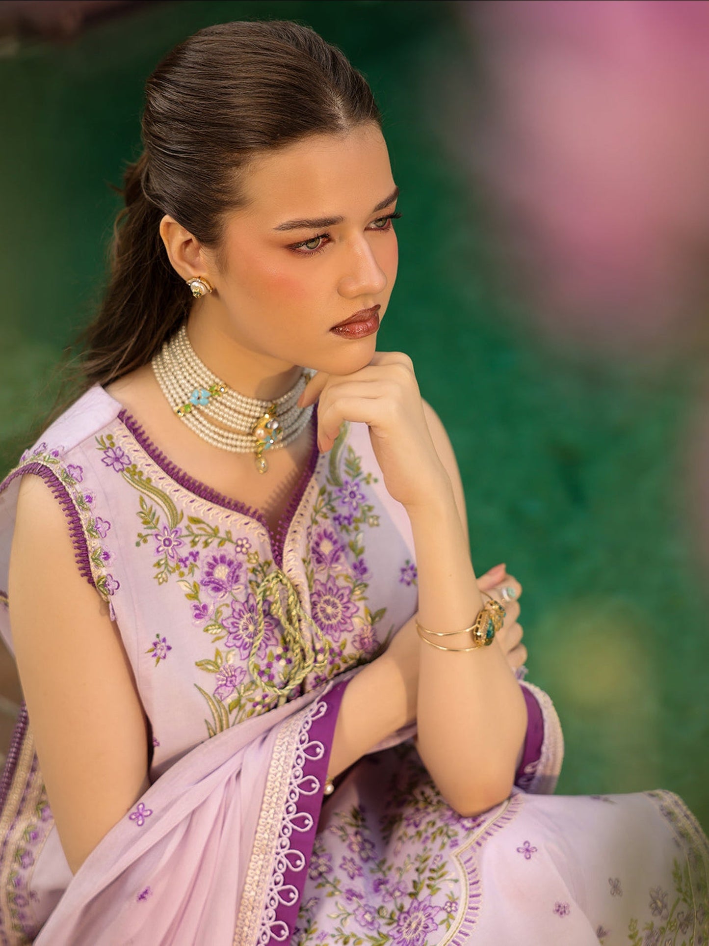 Lilac-Mahnur Shanaya Lawn Vol 2 Embroidered Stitched 3-Piece Suit-SH-07
