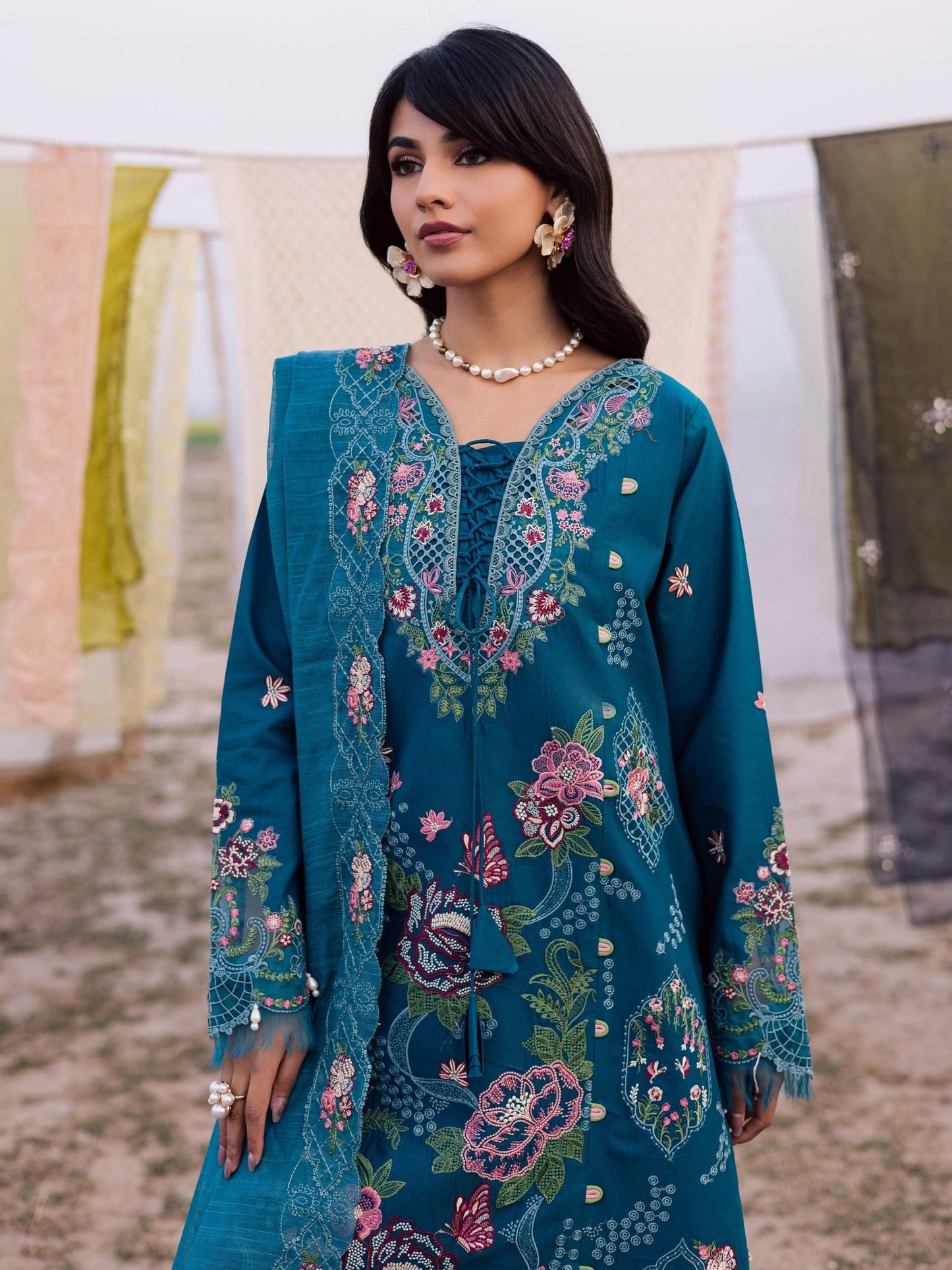 Blue Parishay Dil e Raqsam Lawn'26 Embroidered Unstitched 3-Piece Suit-DR-08
