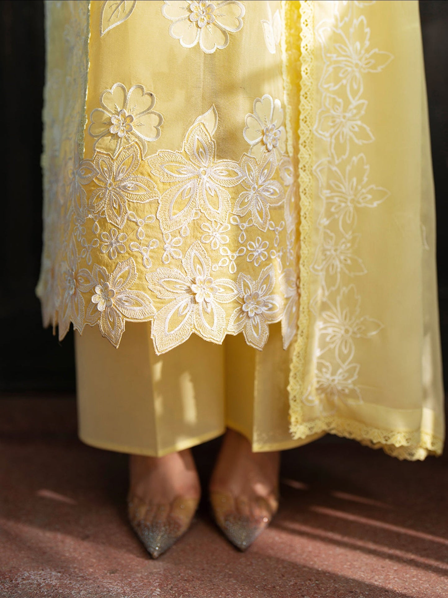 Yellow Mahnur Satrangi Lawn'26 Embroidered Stitched 3-Piece Suit-ST-11