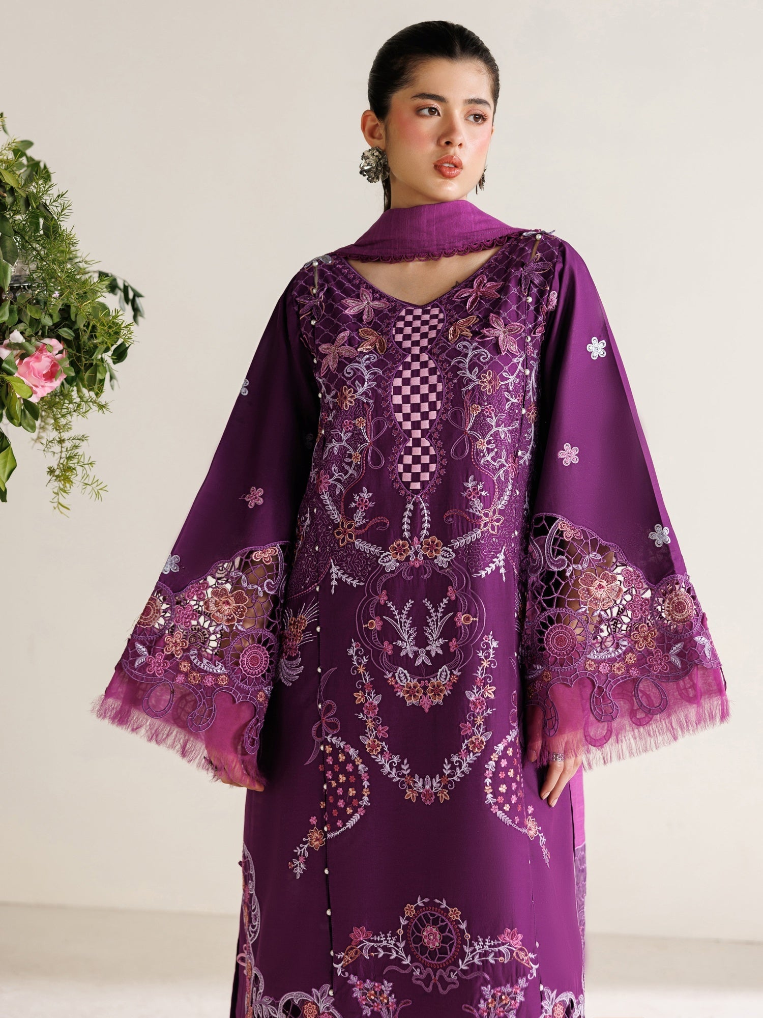 Purple Parishay Marbella Summer Lawn‘26 Embroidered Unstitched 3-Piece Suit-MB-07