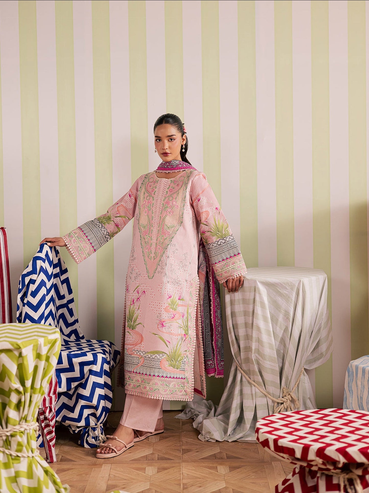Pink Mahnur Afsana Lawn'26 Embroidered Unstitched 3-Piece Suit-AL-06