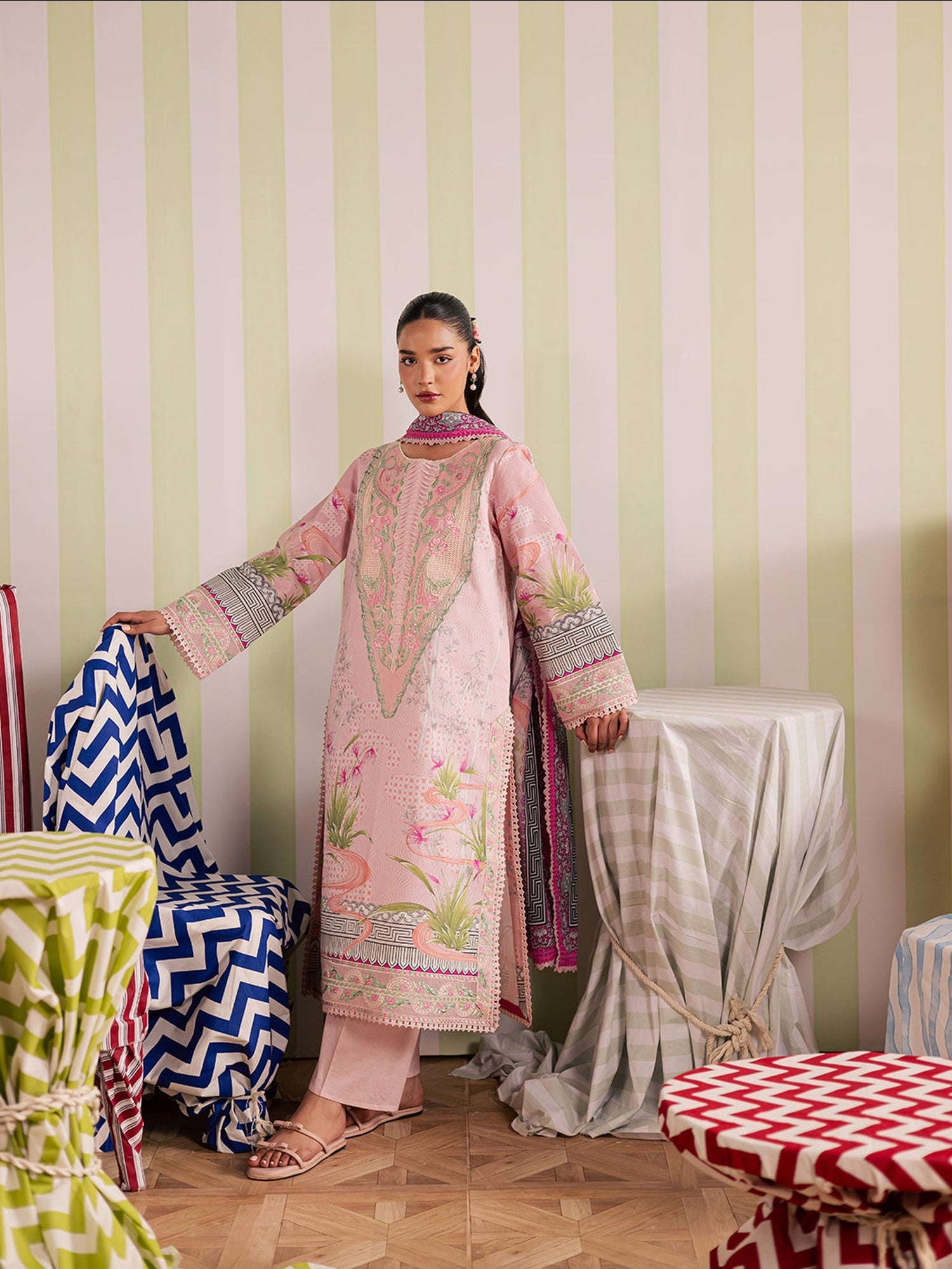 Pink Mahnur Afsana Lawn'26 Embroidered Unstitched 3-Piece Suit-AL-06