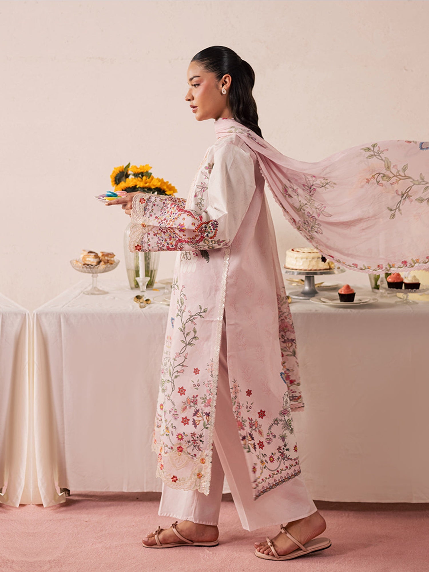 Pastel Pink Mahnur Jahaan Lawn'26 Embroidered Unstitched 3-Piece Suit-MJ-02