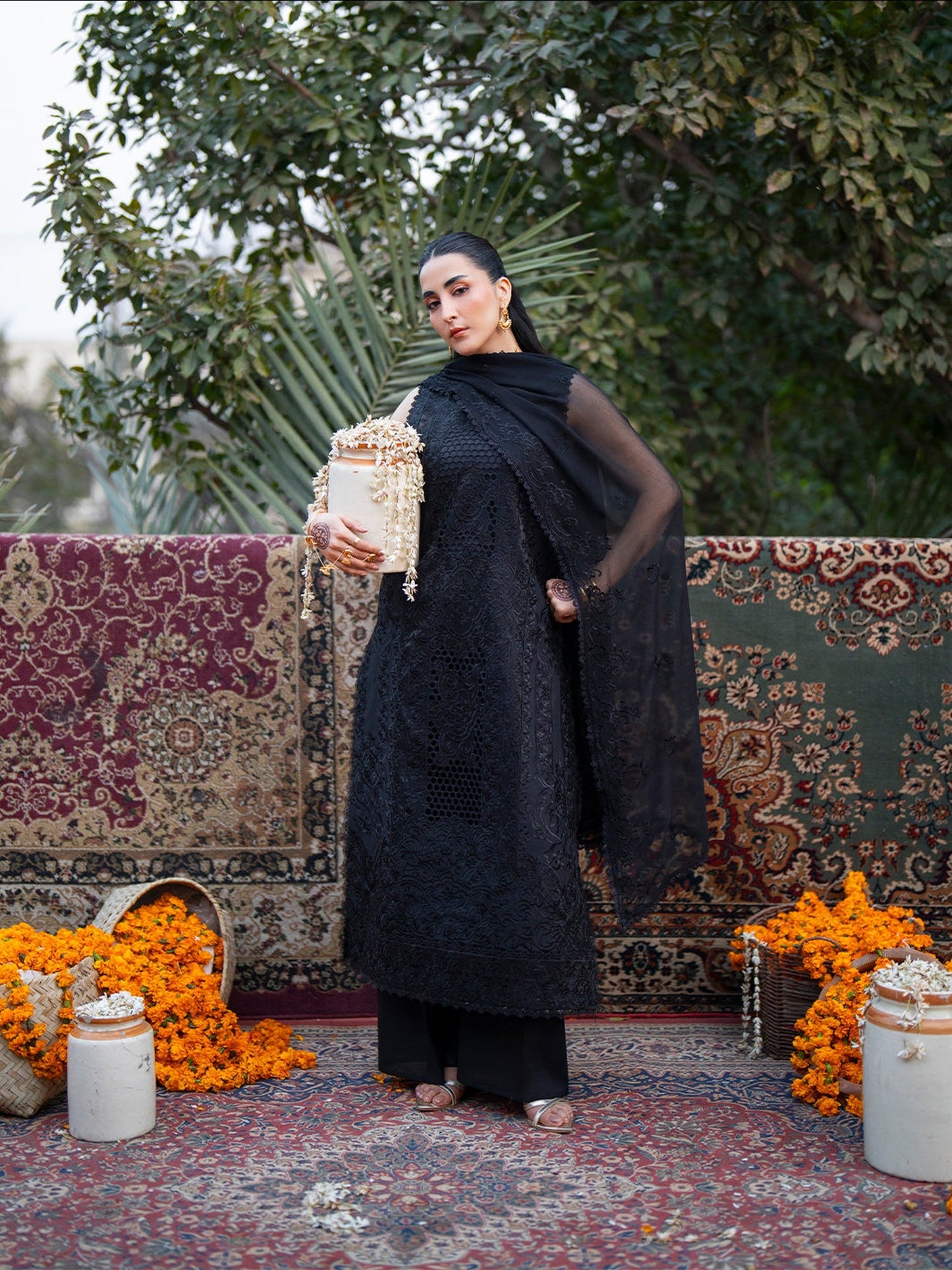 Black Mahnur Satrangi Lawn'26 Embroidered Stitched 3-Piece Suit-ST-12