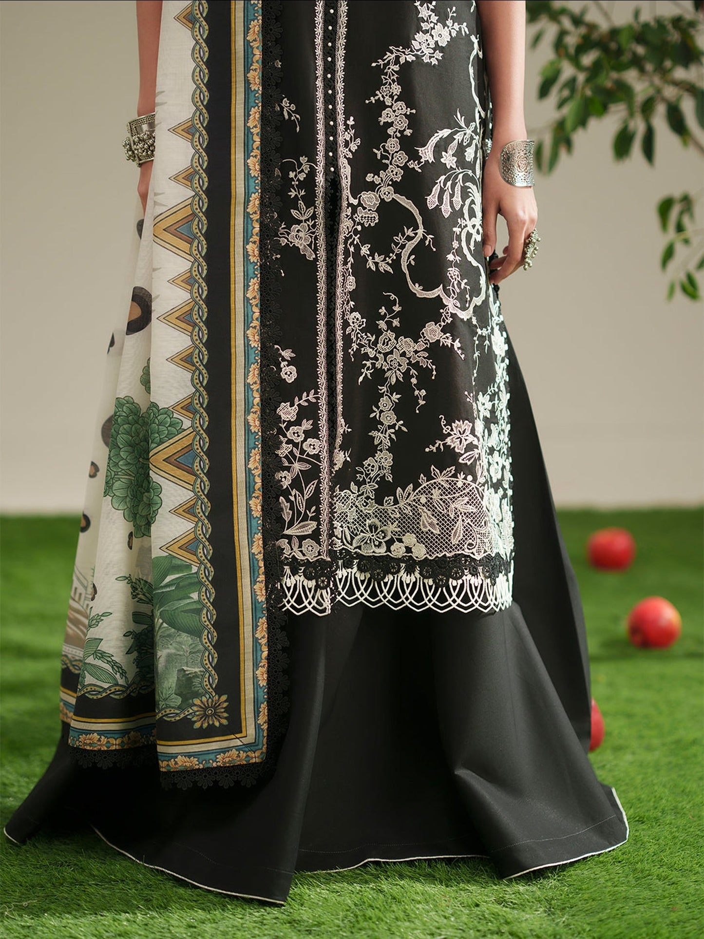 Black Binilyas Jojo Summer'26 Lawn Embroidered Unstitched 3-Piece Suit-762