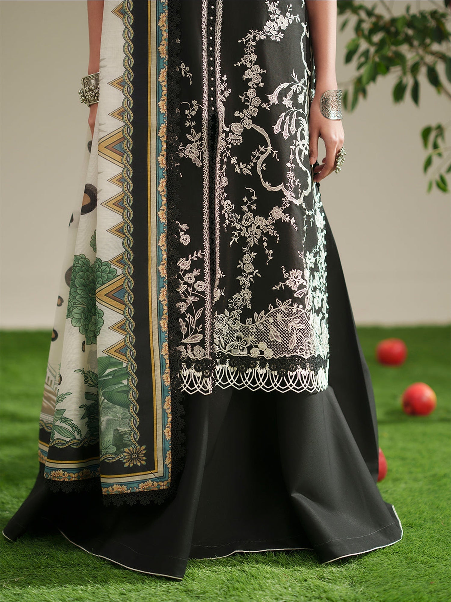 Black Binilyas Jojo Summer'26 Lawn Embroidered Unstitched 3-Piece Suit-762