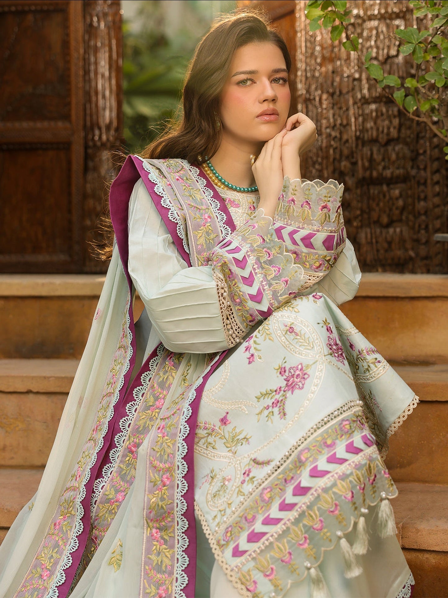 Green-Mahnur Shanaya Lawn Vol 2 Embroidered Stitched 3-Piece Suit-SH-12