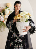Black Parishay Marbella Summer Lawn‘26 Embroidered Unstitched 3-Piece Suit-MB-05