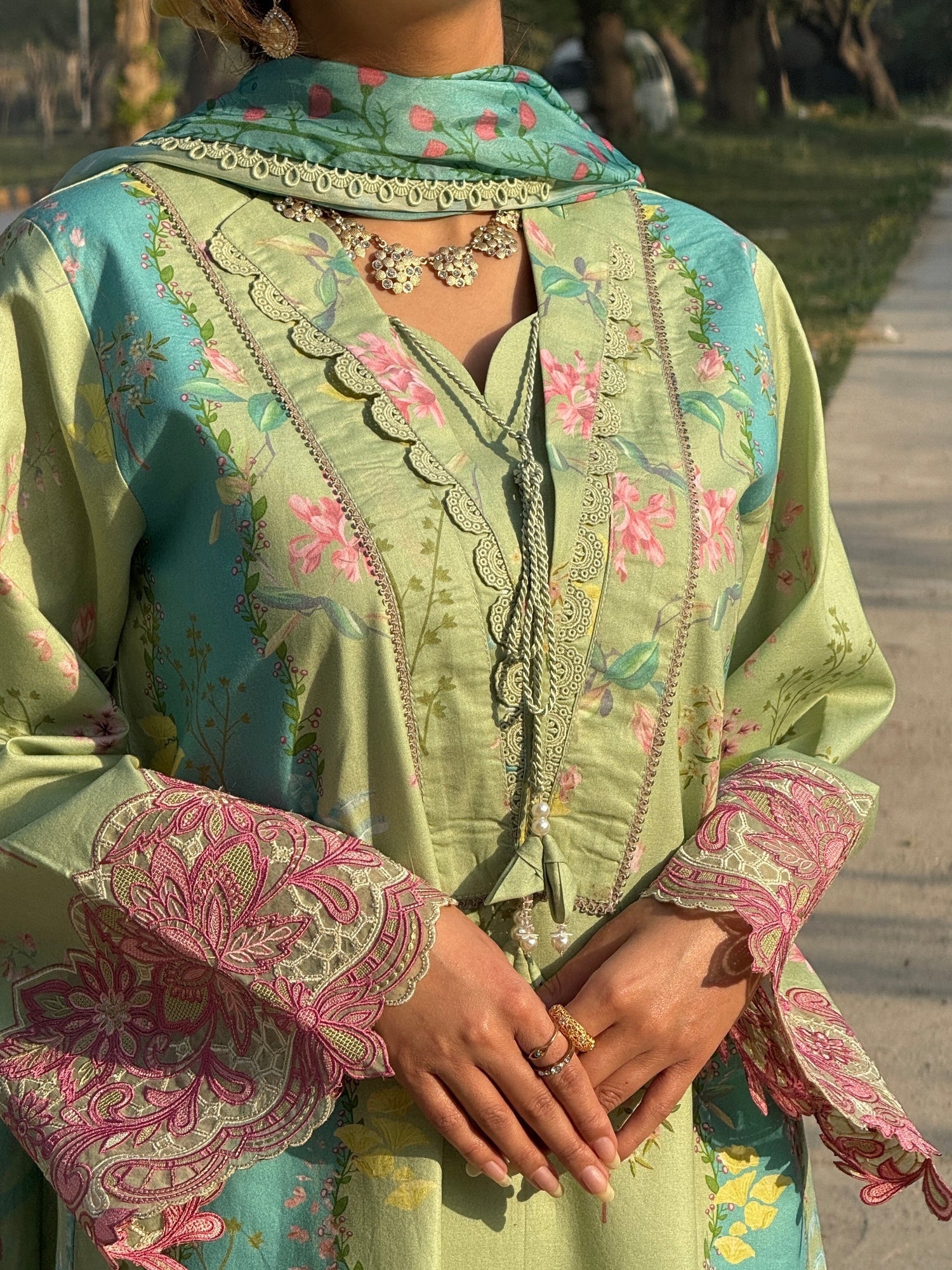 Mint Green Sehrish Kanwal Festive Print'26 Lawn Embroidered Unstitched 3-Piece Suit-Nayra