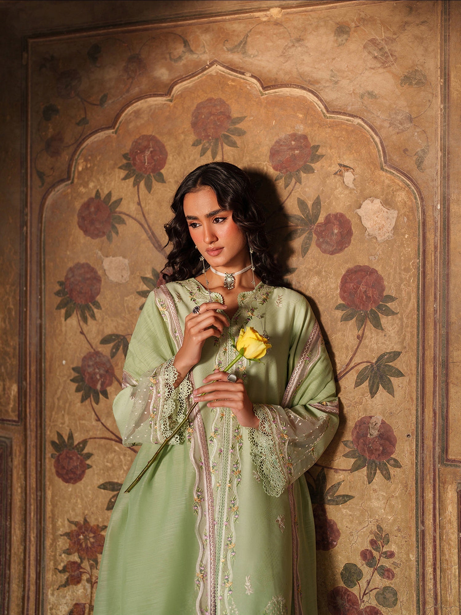 Mint Green Binilyas Suroor Lawn'26 Embroidered Unstitched 3-Piece Suit-243-A
