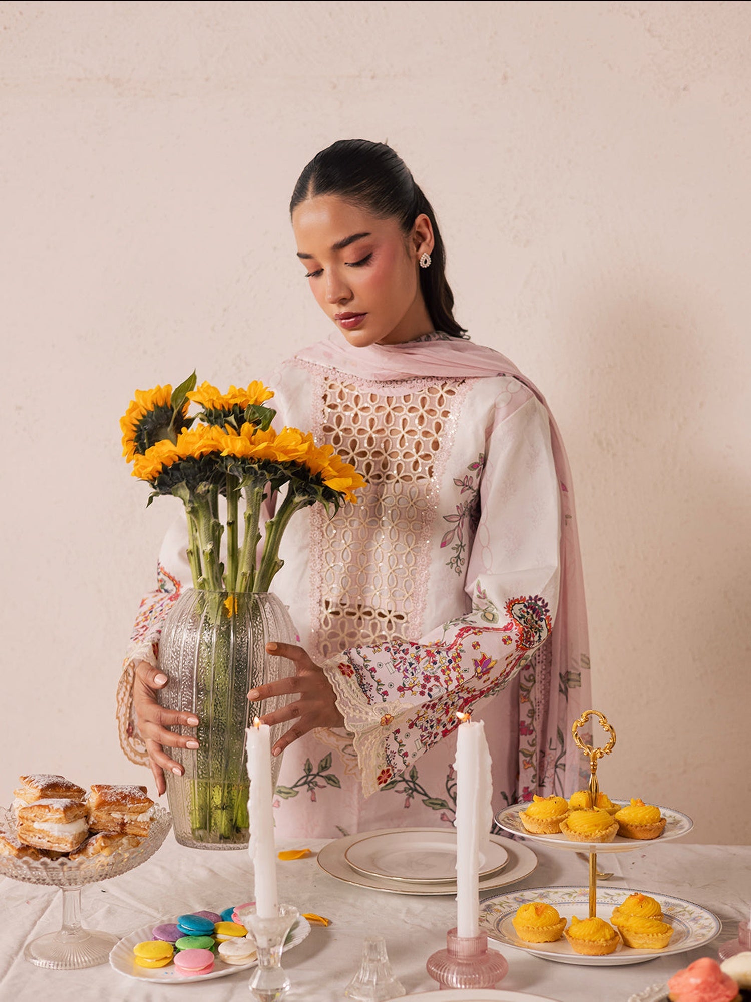 Pastel Pink Mahnur Jahaan Lawn'26 Embroidered Unstitched 3-Piece Suit-MJ-02