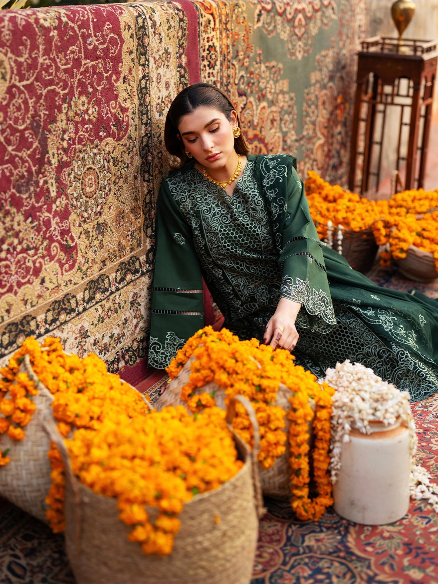 Green Mahnur Satrangi Lawn'26 Embroidered Stitched 3-Piece Suit-ST-08